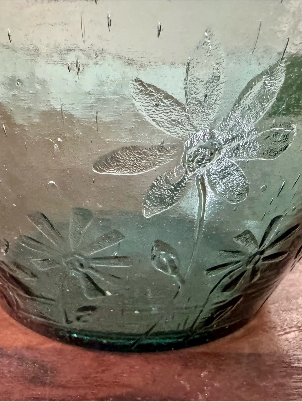 TAG Bubble Glassware Collection 10” Serving Bowl Flowers Retro Aqua Green